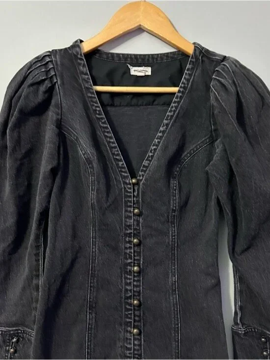 Pilcro Black V-Neck Button-Front Mini Dress Size XS - Picture 6 of 12